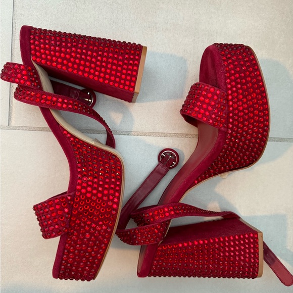 Larroude Shoes - Unworn red rhinestone heels